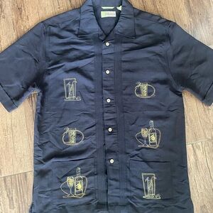 Cubavera hawaianas Black Textured Shirt Small